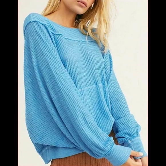 Free People Westend Thermal in Blue Skies Sz Small - Picture 3 of 7